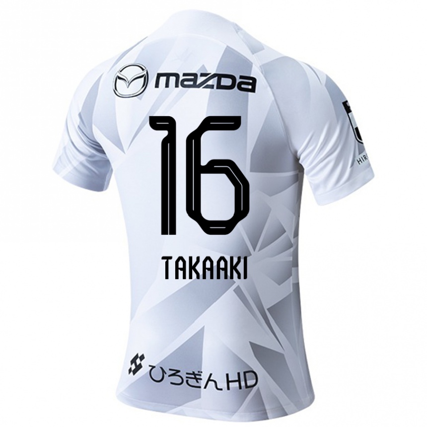 Vaikiškas Takaaki Shichi #16 Balta Pilka Juoda Išvykos Marškinėliai 2024/25 T-Shirt