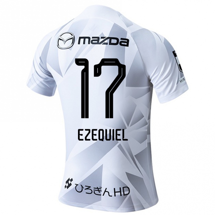 Vaikiškas Ezequiel #17 Balta Pilka Juoda Išvykos Marškinėliai 2024/25 T-Shirt