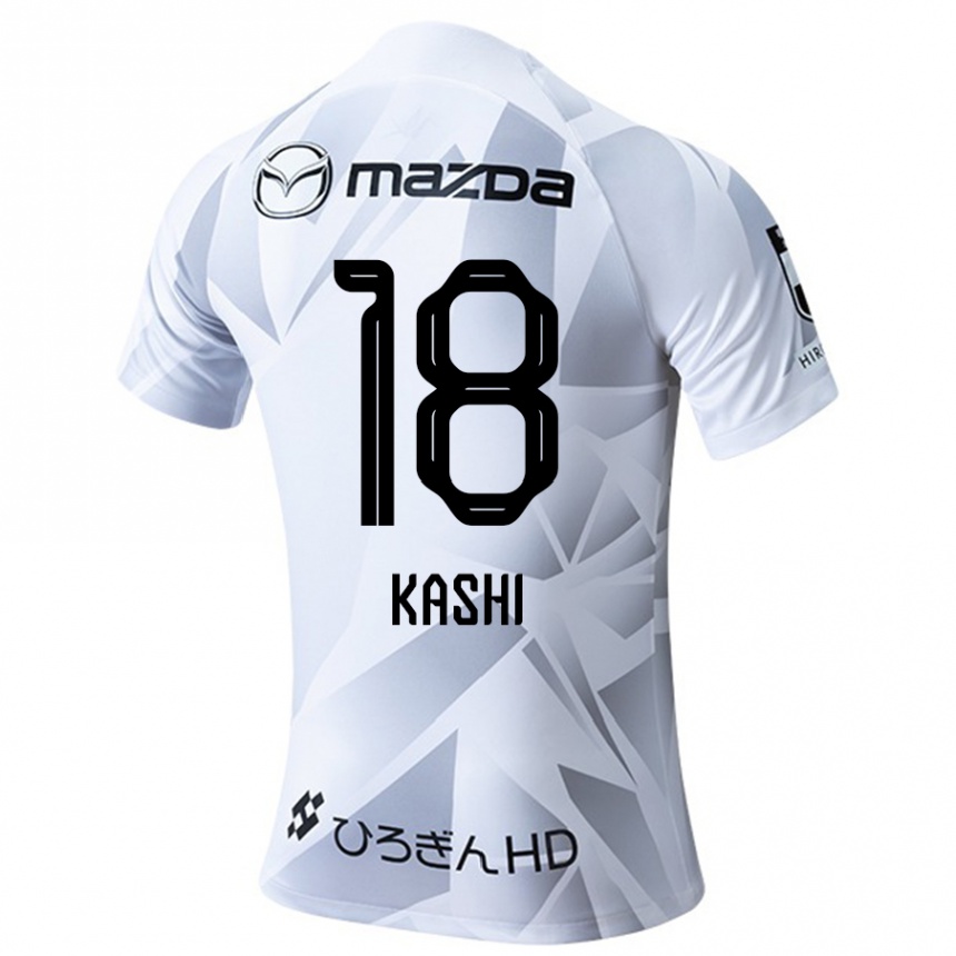 Vaikiškas Yoshifumi Kashiwa #18 Balta Pilka Juoda Išvykos Marškinėliai 2024/25 T-Shirt