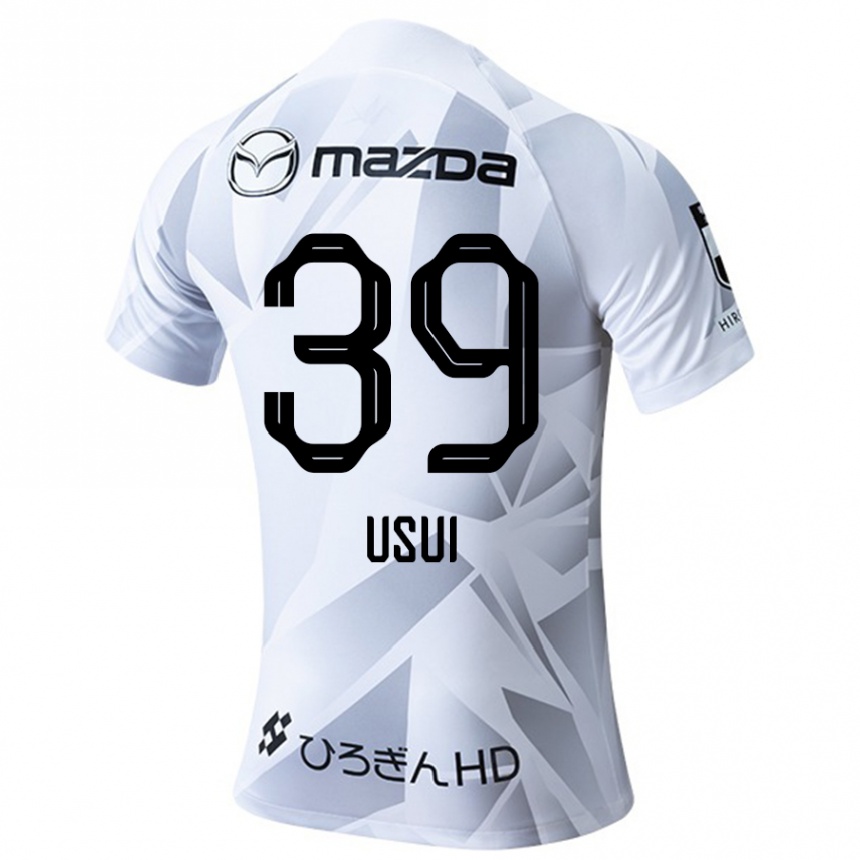 Vaikiškas Haruto Usui #39 Balta Pilka Juoda Išvykos Marškinėliai 2024/25 T-Shirt