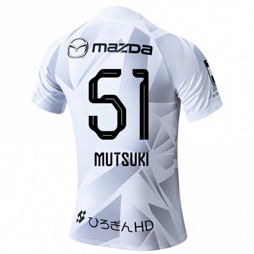 Vaikiškas Mutsuki Kato #51 Balta Pilka Juoda Išvykos Marškinėliai 2024/25 T-Shirt