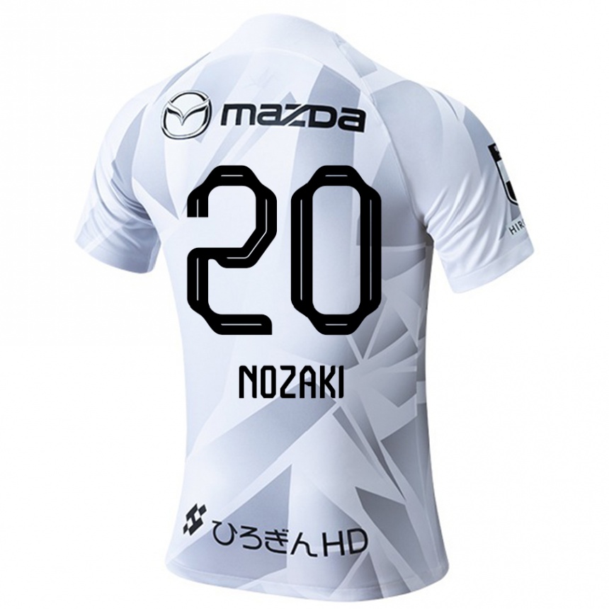 Vaikiškas Kota Nozaki #20 Balta Pilka Juoda Išvykos Marškinėliai 2024/25 T-Shirt