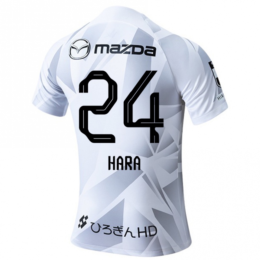 Vaikiškas Minato Hara #24 Balta Pilka Juoda Išvykos Marškinėliai 2024/25 T-Shirt