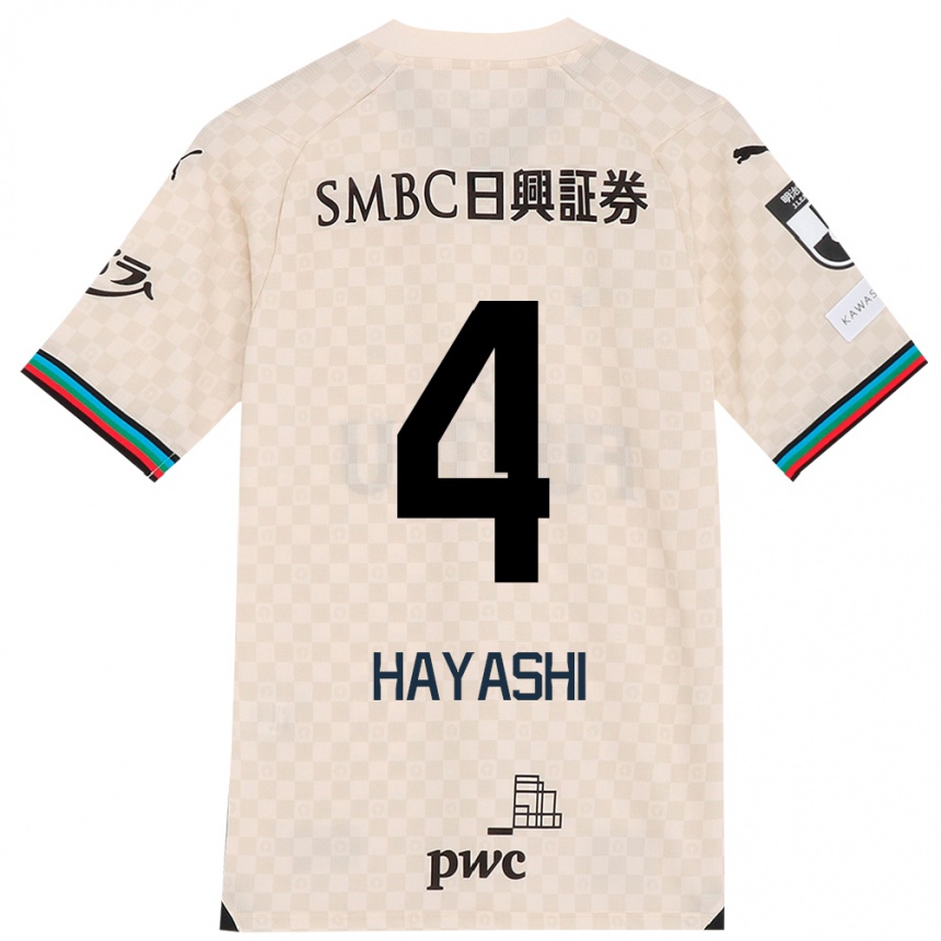 Vaikiškas Shunsuke Hayashi #4 Balta Pilka Išvykos Marškinėliai 2024/25 T-Shirt