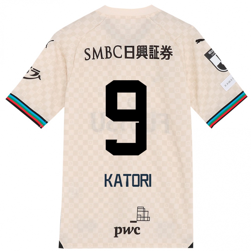 Vaikiškas Takeshi Katori #9 Balta Pilka Išvykos Marškinėliai 2024/25 T-Shirt