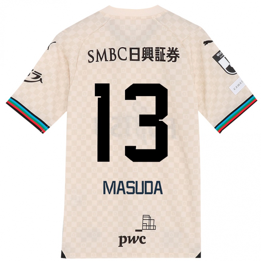 Vaikiškas Hinata Masuda #13 Balta Pilka Išvykos Marškinėliai 2024/25 T-Shirt