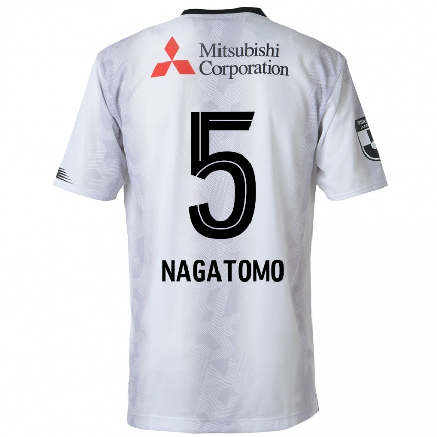 Vaikiškas Yuto Nagatomo #5 Balta Juoda Išvykos Marškinėliai 2024/25 T-Shirt