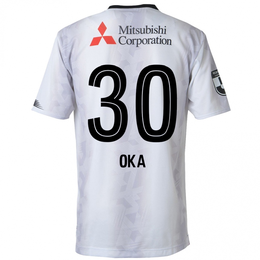 Vaikiškas Teppei Oka #30 Balta Juoda Išvykos Marškinėliai 2024/25 T-Shirt