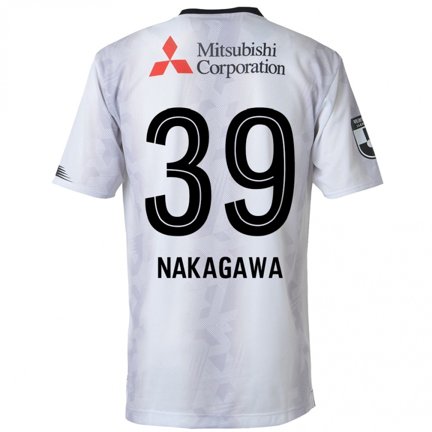 Vaikiškas Teruhito Nakagawa #39 Balta Juoda Išvykos Marškinėliai 2024/25 T-Shirt