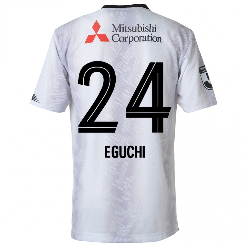 Vaikiškas Kaito Eguchi #24 Balta Juoda Išvykos Marškinėliai 2024/25 T-Shirt