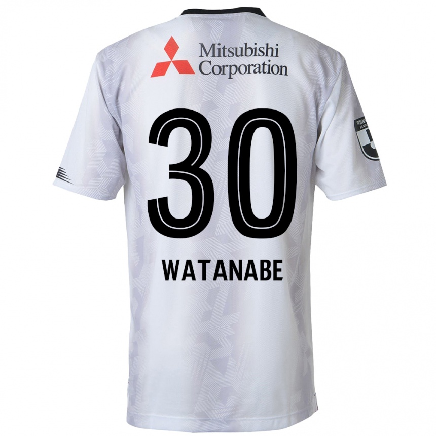 Vaikiškas Matthew Watanabe #30 Balta Juoda Išvykos Marškinėliai 2024/25 T-Shirt