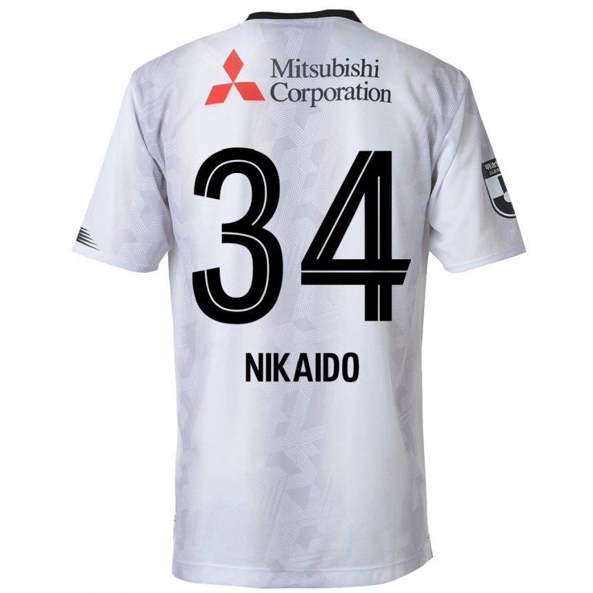 Vaikiškas Rintaro Nikaido #34 Balta Juoda Išvykos Marškinėliai 2024/25 T-Shirt