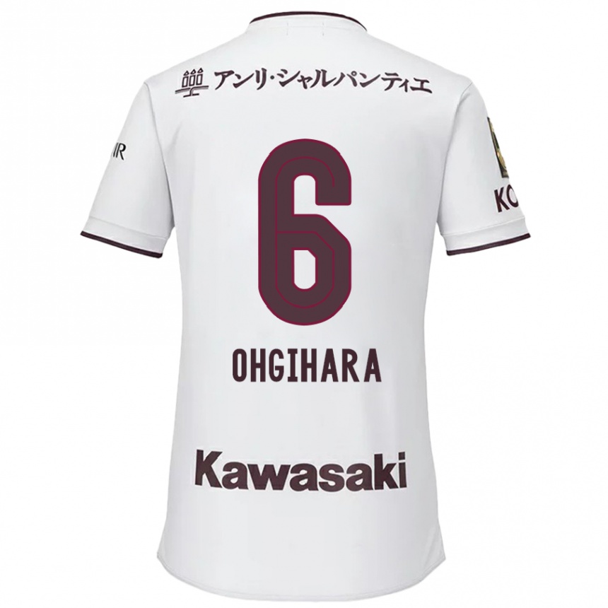 Vaikiškas Takahiro Ogihara #6 Balta Raudona Išvykos Marškinėliai 2024/25 T-Shirt