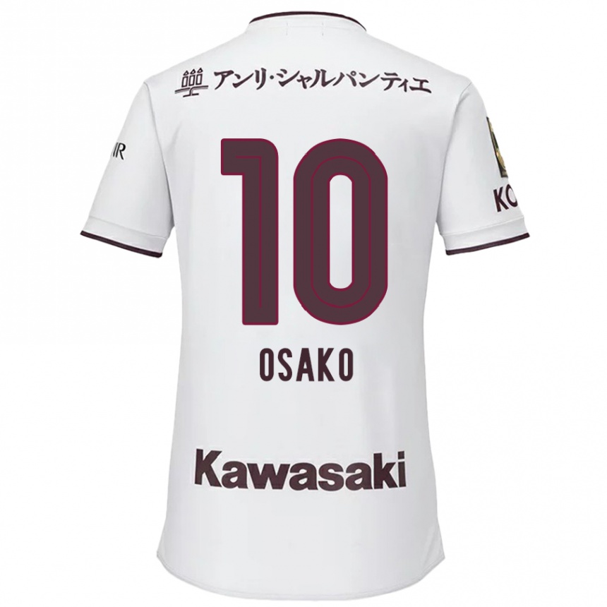 Vaikiškas Yuya Osako #10 Balta Raudona Išvykos Marškinėliai 2024/25 T-Shirt