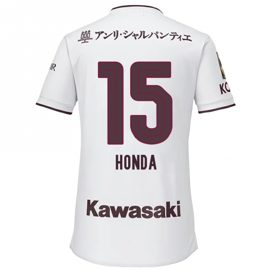 Vaikiškas Yuki Honda #15 Balta Raudona Išvykos Marškinėliai 2024/25 T-Shirt