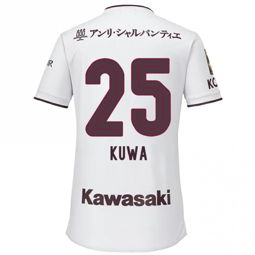 Vaikiškas Yuya Kuwasaki #25 Balta Raudona Išvykos Marškinėliai 2024/25 T-Shirt