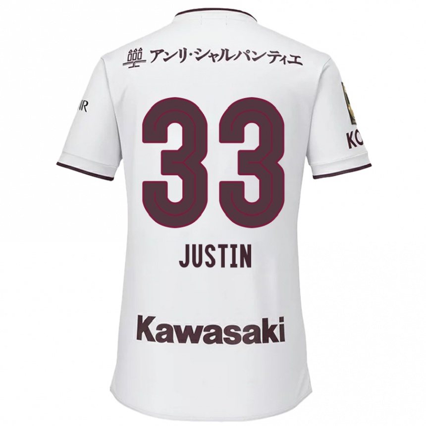 Vaikiškas Justin Homma #33 Balta Raudona Išvykos Marškinėliai 2024/25 T-Shirt