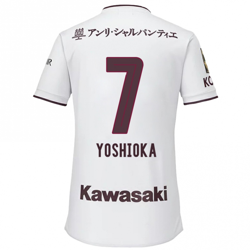 Vaikiškas Ran Yoshioka #7 Balta Raudona Išvykos Marškinėliai 2024/25 T-Shirt