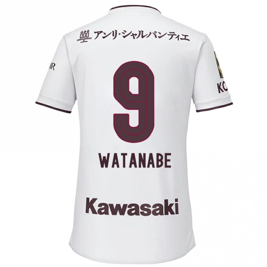 Vaikiškas Hayato Watanabe #9 Balta Raudona Išvykos Marškinėliai 2024/25 T-Shirt