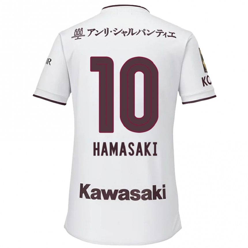 Vaikiškas Kento Hamasaki #10 Balta Raudona Išvykos Marškinėliai 2024/25 T-Shirt