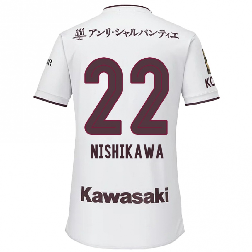 Vaikiškas Aiku Nishikawa #22 Balta Raudona Išvykos Marškinėliai 2024/25 T-Shirt