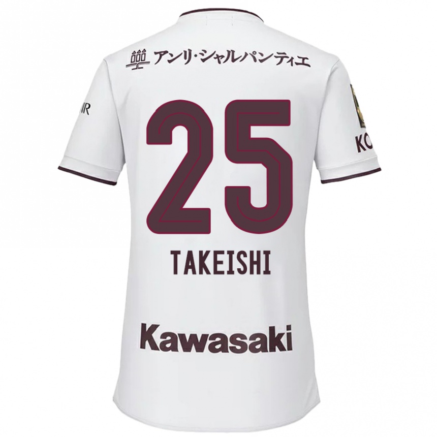 Vaikiškas Tsubasa Takeishi #25 Balta Raudona Išvykos Marškinėliai 2024/25 T-Shirt