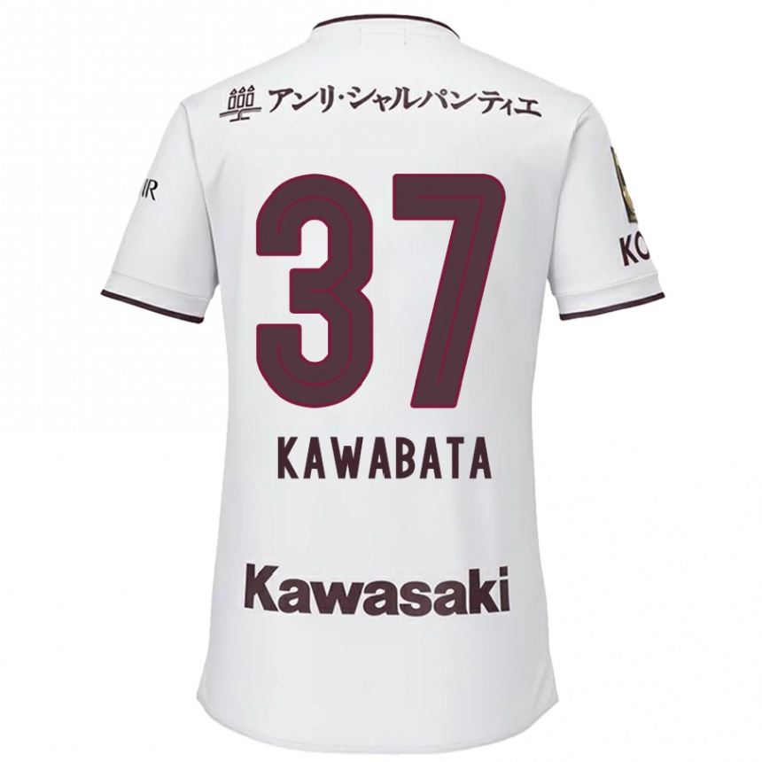 Vaikiškas Hyoei Kawabata #37 Balta Raudona Išvykos Marškinėliai 2024/25 T-Shirt