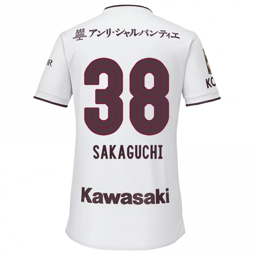 Vaikiškas Yuki Sakaguchi #38 Balta Raudona Išvykos Marškinėliai 2024/25 T-Shirt