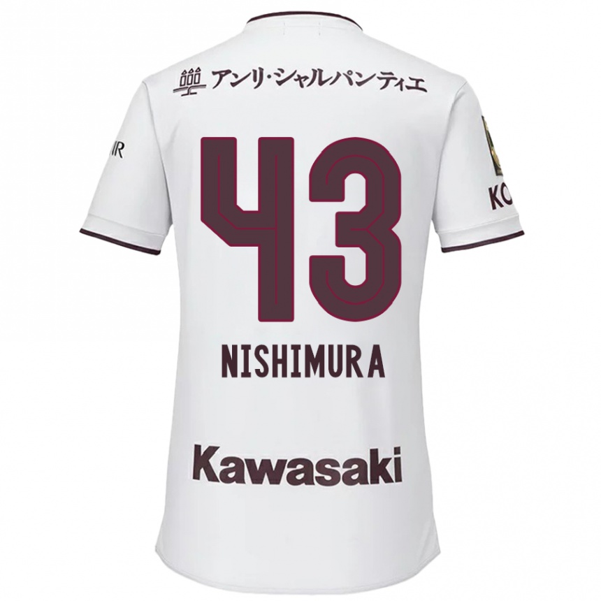 Vaikiškas Nagi Nishimura #43 Balta Raudona Išvykos Marškinėliai 2024/25 T-Shirt