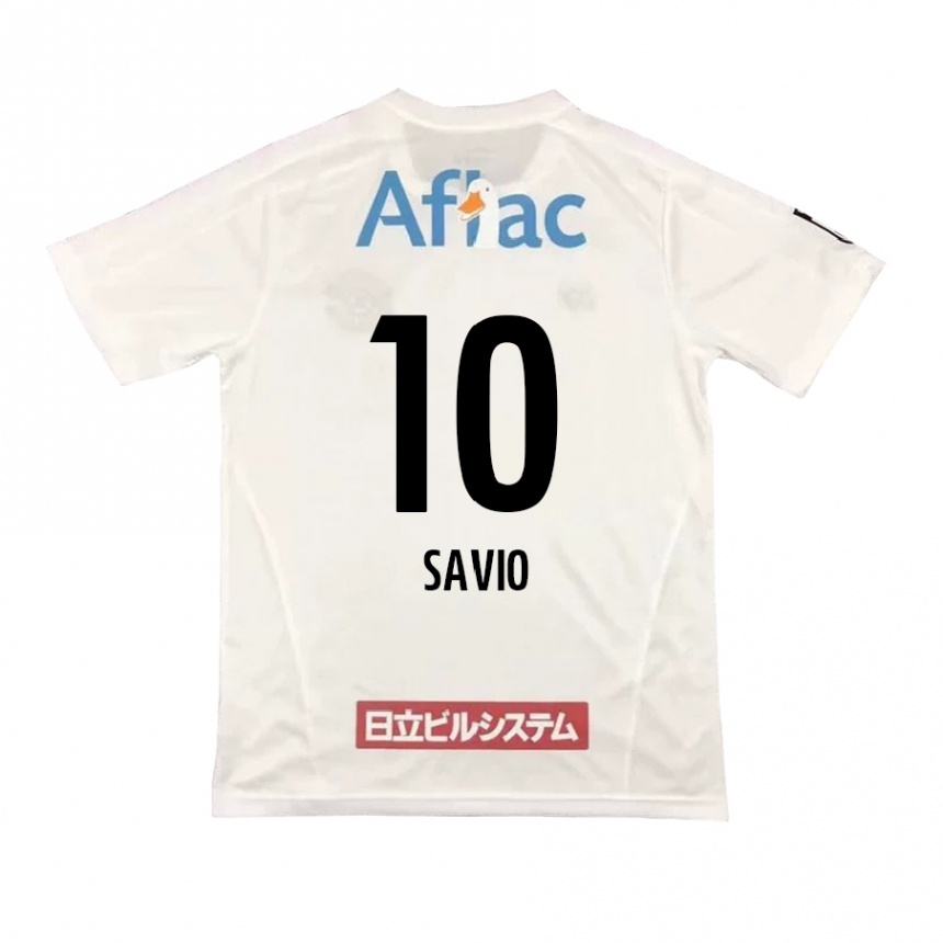 Vaikiškas Matheus Savio #10 Balta Juoda Išvykos Marškinėliai 2024/25 T-Shirt