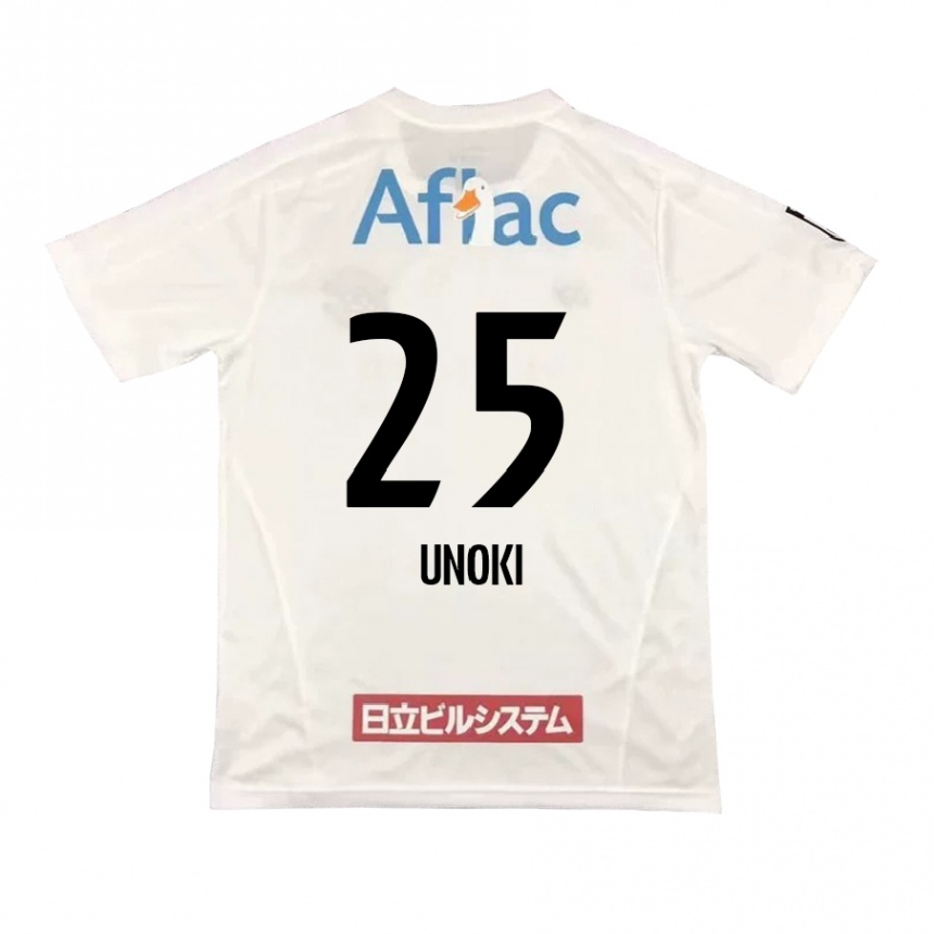 Vaikiškas Fumiya Unoki #25 Balta Juoda Išvykos Marškinėliai 2024/25 T-Shirt