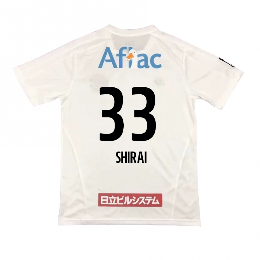 Vaikiškas Eiji Shirai #33 Balta Juoda Išvykos Marškinėliai 2024/25 T-Shirt