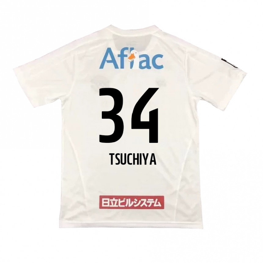 Vaikiškas Takumi Tsuchiya #34 Balta Juoda Išvykos Marškinėliai 2024/25 T-Shirt