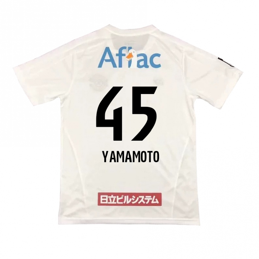 Vaikiškas Ota Yamamoto #45 Balta Juoda Išvykos Marškinėliai 2024/25 T-Shirt