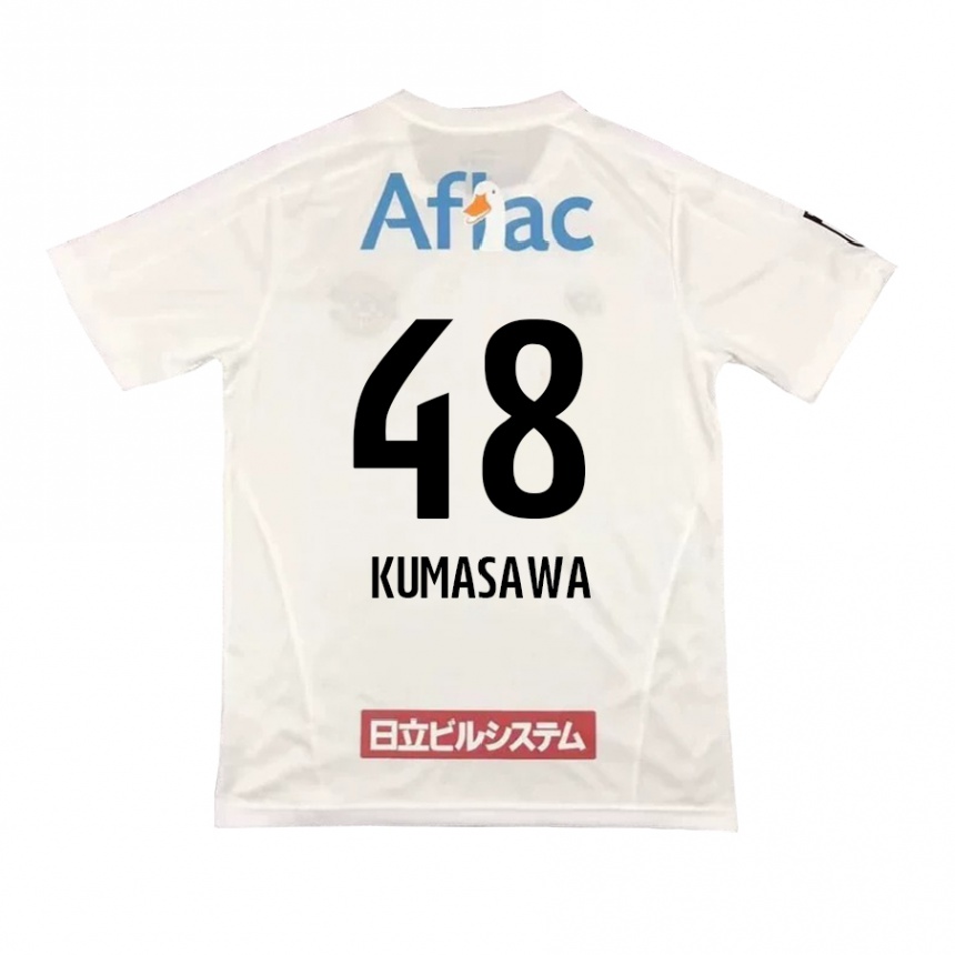 Vaikiškas Kazuki Kumasawa #48 Balta Juoda Išvykos Marškinėliai 2024/25 T-Shirt