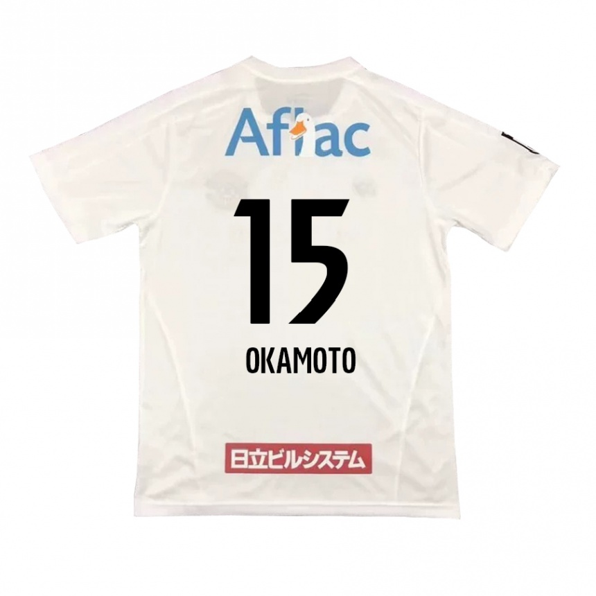 Vaikiškas Ryoji Okamoto #15 Balta Juoda Išvykos Marškinėliai 2024/25 T-Shirt