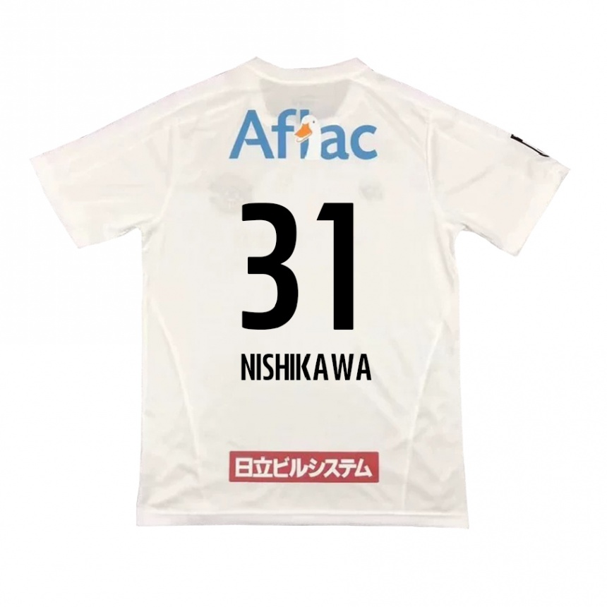 Vaikiškas Genki Nishikawa #31 Balta Juoda Išvykos Marškinėliai 2024/25 T-Shirt