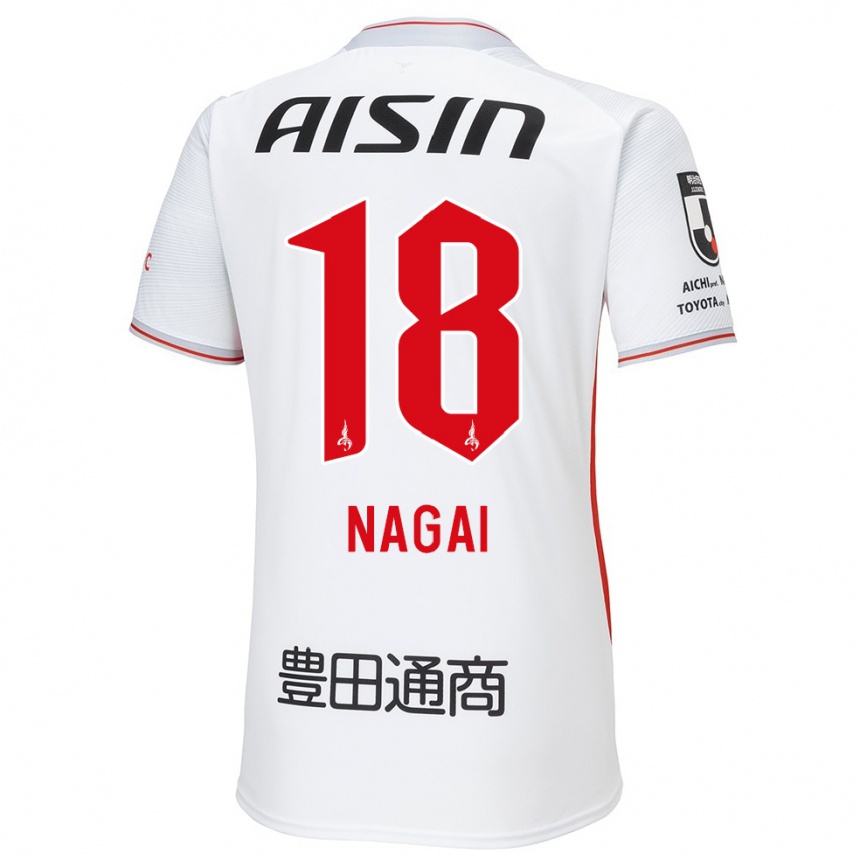 Vaikiškas Kensuke Nagai #18 Balta Geltona Raudona Išvykos Marškinėliai 2024/25 T-Shirt