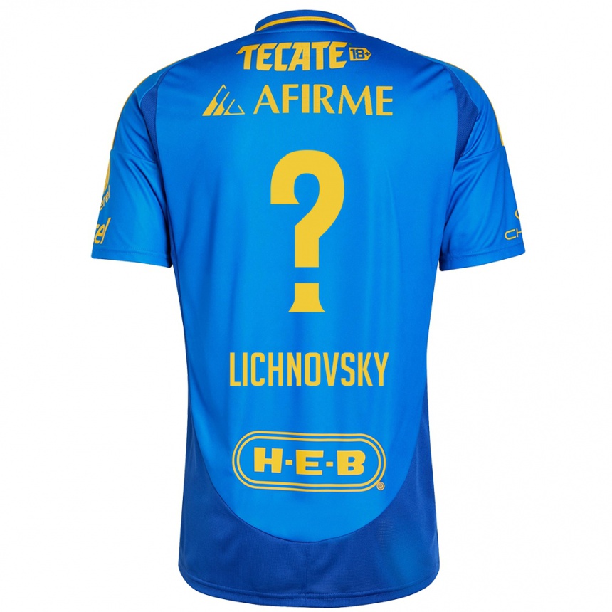 Vaikiškas Igor Lichnovsky #0 Mėlyna Geltona Išvykos Marškinėliai 2024/25 T-Shirt