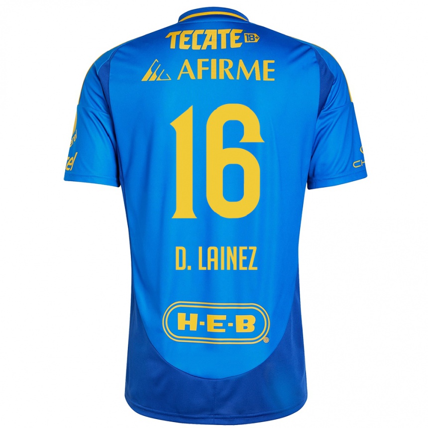 Vaikiškas Diego Lainez #16 Mėlyna Geltona Išvykos Marškinėliai 2024/25 T-Shirt