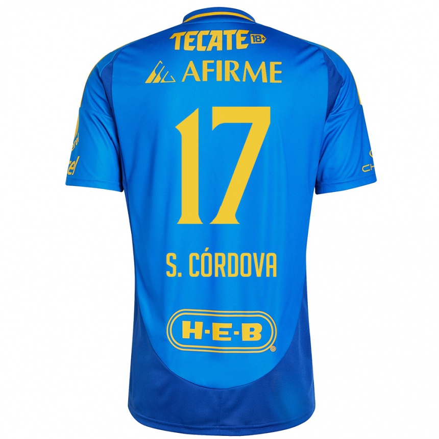 Vaikiškas Sebastián Córdova #17 Mėlyna Geltona Išvykos Marškinėliai 2024/25 T-Shirt