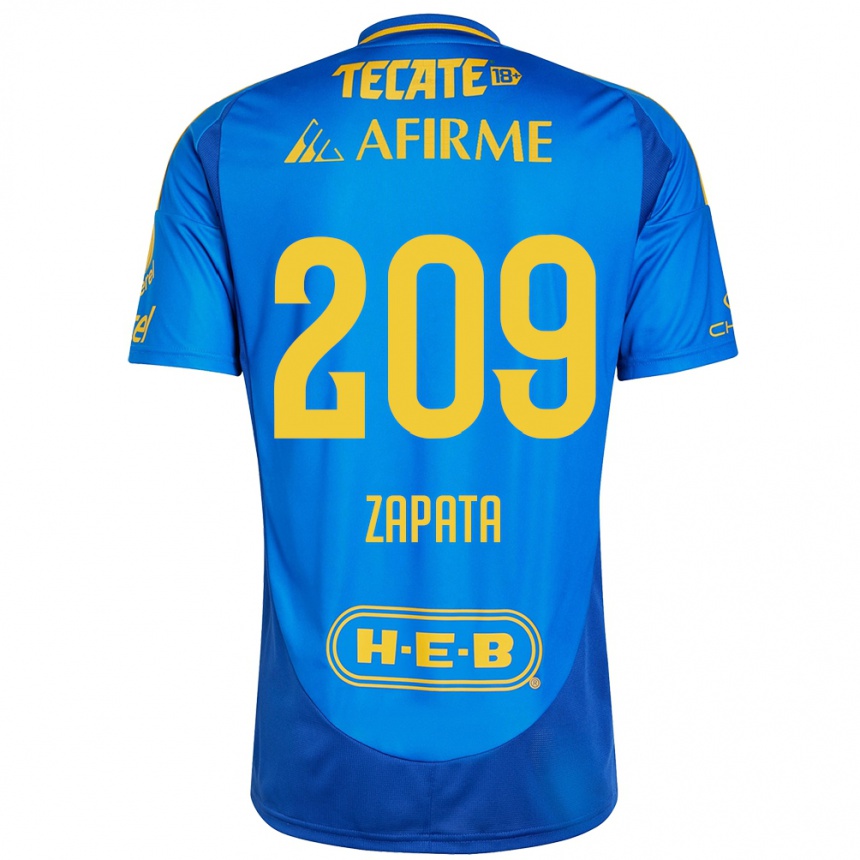 Vaikiškas Jorge Zapata #209 Mėlyna Geltona Išvykos Marškinėliai 2024/25 T-Shirt