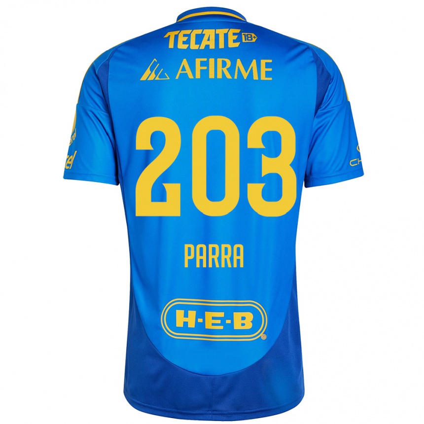 Vaikiškas Bernardo Parra #203 Mėlyna Geltona Išvykos Marškinėliai 2024/25 T-Shirt