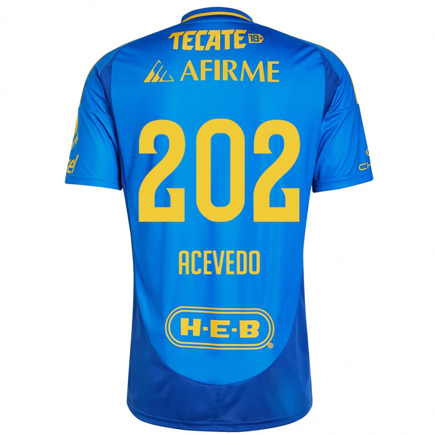 Vaikiškas José Acevedo #202 Mėlyna Geltona Išvykos Marškinėliai 2024/25 T-Shirt