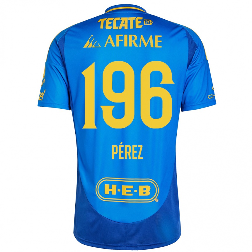 Vaikiškas Axel Pérez #196 Mėlyna Geltona Išvykos Marškinėliai 2024/25 T-Shirt