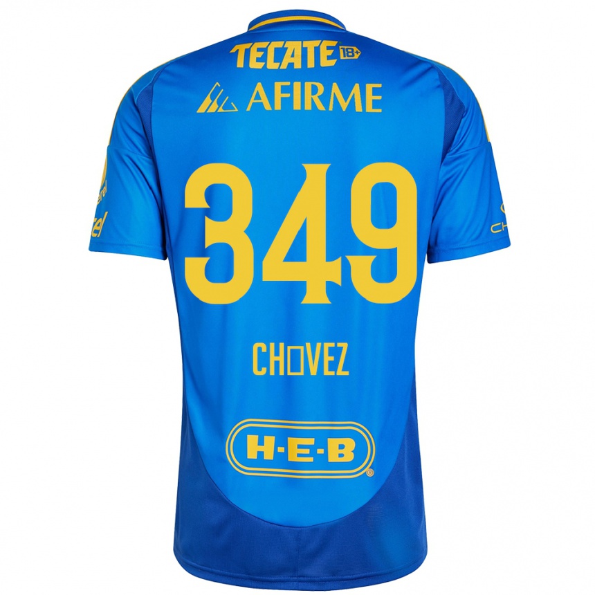 Vaikiškas Jorge Chávez #349 Mėlyna Geltona Išvykos Marškinėliai 2024/25 T-Shirt