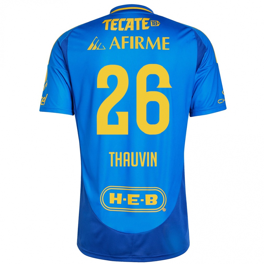 Vaikiškas Florian Thauvin #26 Mėlyna Geltona Išvykos Marškinėliai 2024/25 T-Shirt