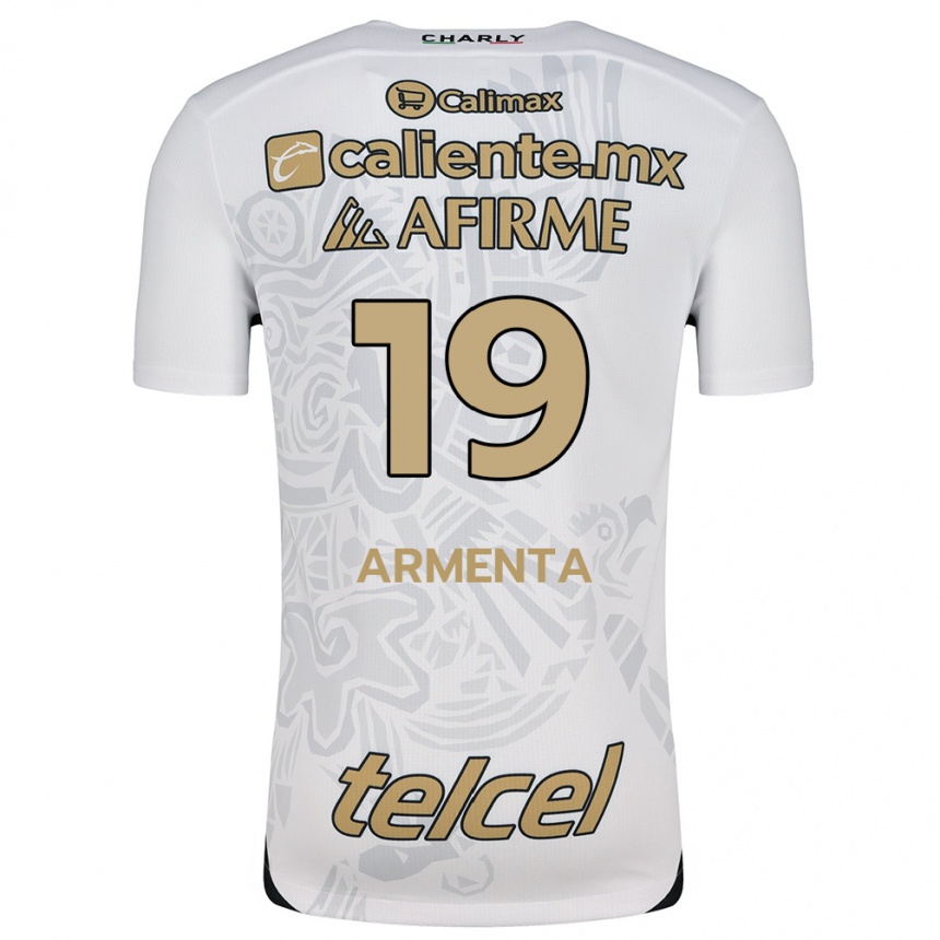 Vaikiškas Eduardo Armenta #19 Balta Juoda Išvykos Marškinėliai 2024/25 T-Shirt