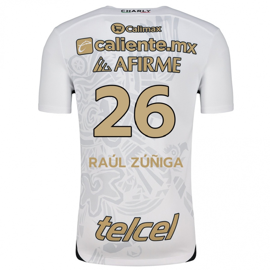 Vaikiškas José Raúl Zúñiga #26 Balta Juoda Išvykos Marškinėliai 2024/25 T-Shirt