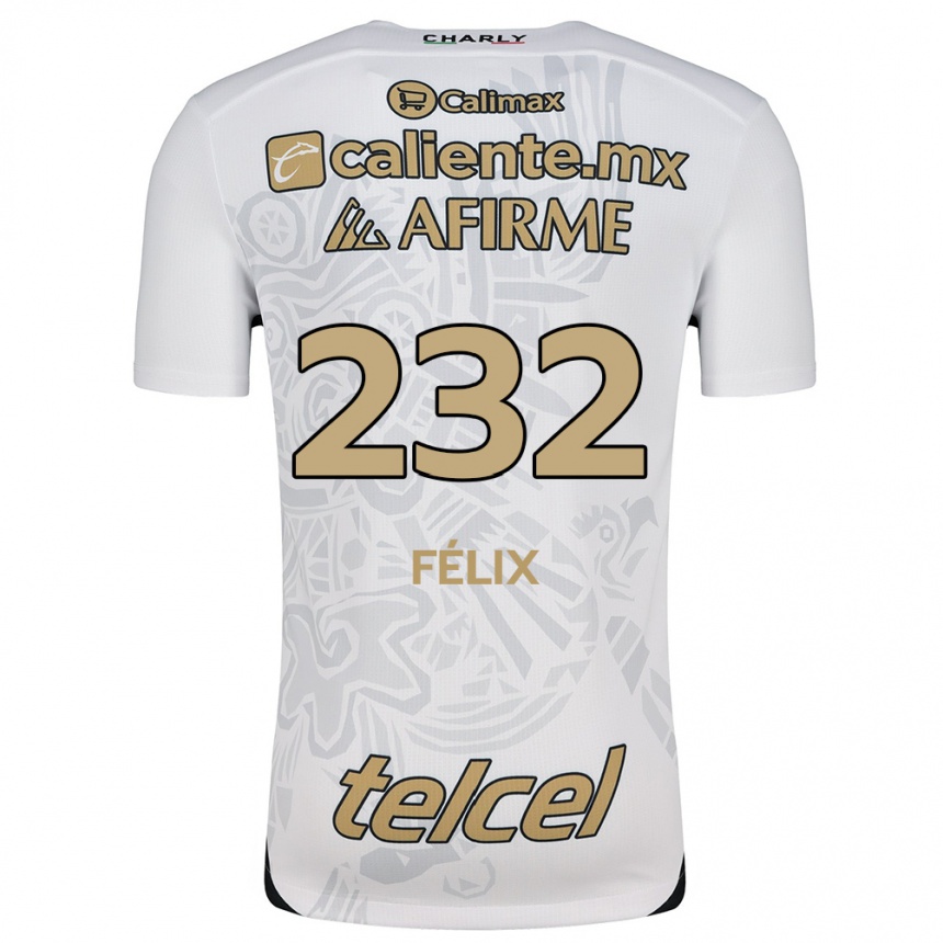 Vaikiškas Erick Félix #232 Balta Juoda Išvykos Marškinėliai 2024/25 T-Shirt